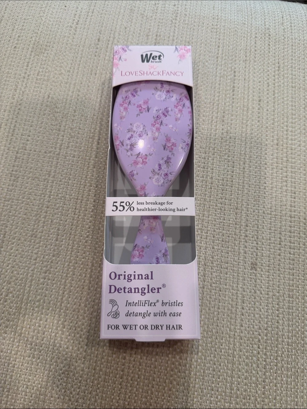 LoveShackFancy Purple Floral Original Detangler Brush